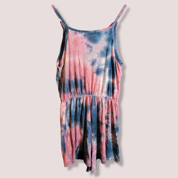 Ginger G Womens Tie Dye Criss Cross Romper in Pink and Blue Size Large - Picture 2 of 4